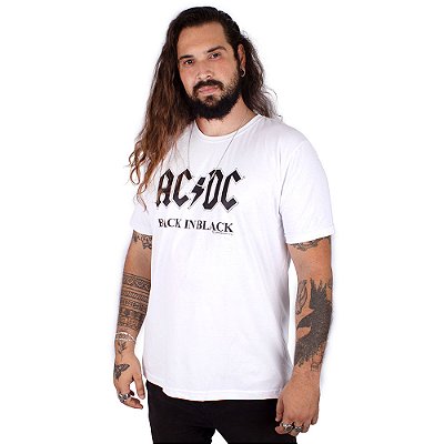 Camiseta ACDC Back In Black Branca - Oficial