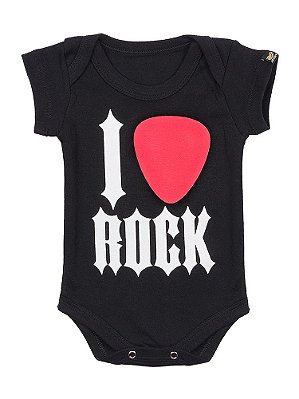 Body Bebê I Love Rock Preto