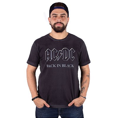 Camiseta ACDC Back In Black Estonada Premium Preta Oficial