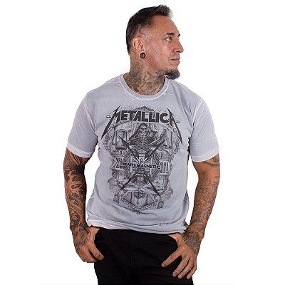 Camiseta Metallica Unruly Estonada Premium Cinza Oficial
