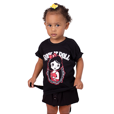 Camiseta Infantil Princesa do Rock - Preta