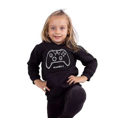 Moletom Canguru Infantil Player 2 XBOX - Preto