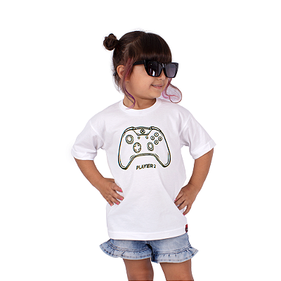 Camiseta Infantil Player 2 Xbox Branca