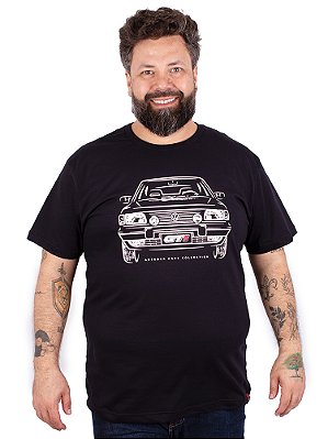 Camiseta Plus Size Gol Quadrado Preta.