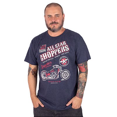 Camiseta Plus Size Moto All Star Choppers Marinho Indigo.