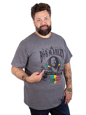 Camiseta Plus Size Bob Marley Grafite.