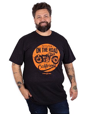 Camiseta Plus Size Moto The Road Preta Jaguar.