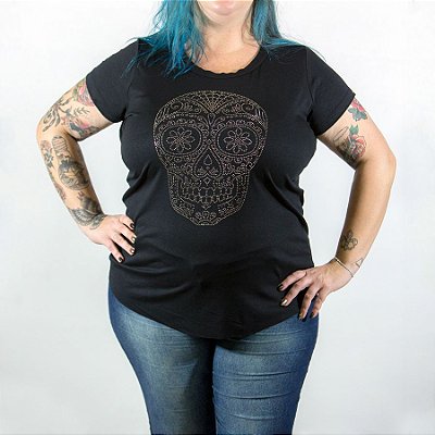 Blusa Feminina Caveira Mexicana Preta