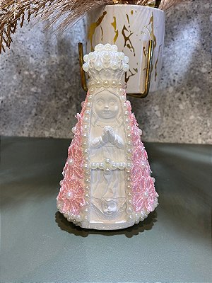 Nossa Senhora Aparecida Baby Renda Rosa Bebe 15cm