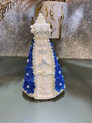 Nossa Senhora Aparecida Baby Renda Azul Escuro 15cm