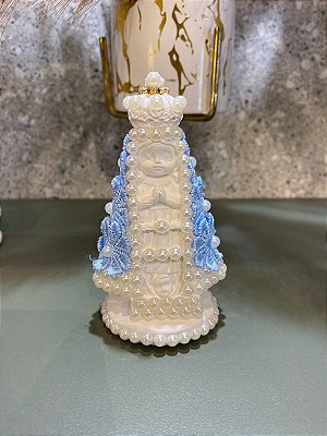 Nossa Senhora Aparecida Baby Renda Azul 10cm