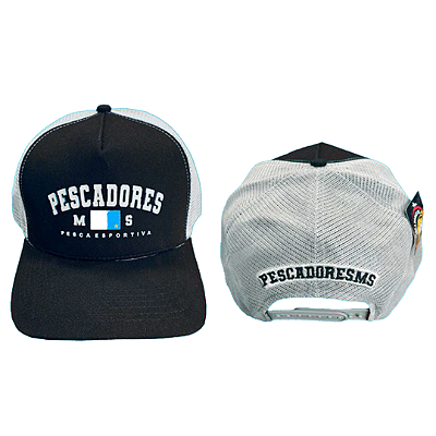 Boné Pescadores do MS - Preto MS com branco