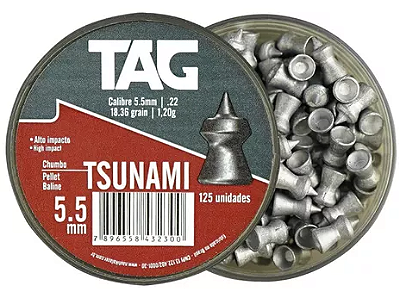 Chumbinho Tsunami 5,5 mm TAG com grande poder de impacto - 125 peças