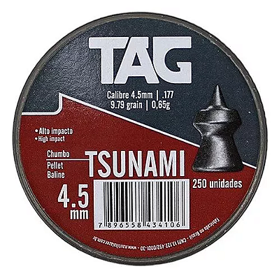 Chumbinho Tsunami 4,5 mm TAG com grande poder de impacto - 250 peças