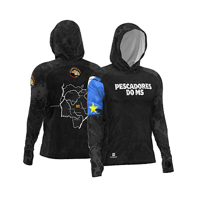 Camiseta Masculina pescadores do ms – ms preta c/ capuz
