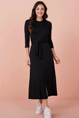 Vestido Maxi Midi Preto Acompanha Faixa Tatá Martello - 4745