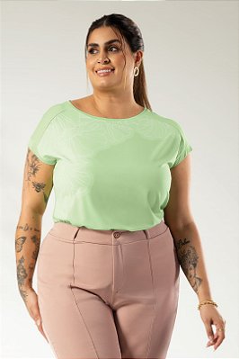 Blusa Verde Em Malha Com Estampa Frontal E Manga Morcego - C33421
