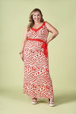 Vestido Longo Estampado De Alça Acompanha Faixa - 201952