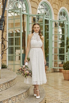 Vestido Maxi Midi Branco Em Renda Com Guipir Doce Maria - 03816004
