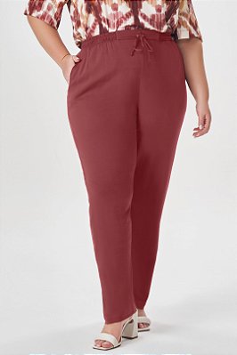Calça Marsala Em Viscose Sarjada Com Bolsos Frontais E Traseiros - 202029