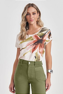 Blusa Com Estampa Frontal Em Sarja Four Way E Termocolante - 105399