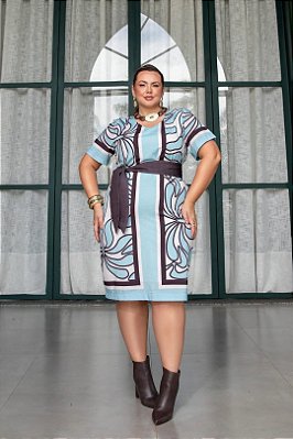 Vestido Plus Size Estampado Acompanha Faixa Valentina Ferreira - 46079
