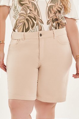 Bermuda Jorts Cru Plus Size Em Sarja Com Elastano Lisamour - 202063
