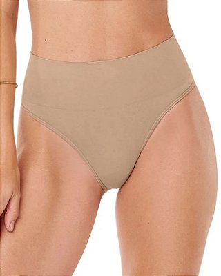 Calcinha Bege Tanga Cós Alto Sem Costura Zee Rucci - ZR0201025C122