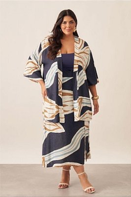 Saia Maxi Midi Estampada Em Viscose Com Fenda Frontal Vocco Plus - 32427