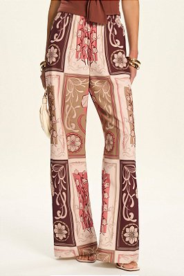 Calça Pantalona Estampada Em Plano Soft Opaque Doce Trama - 106584