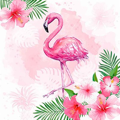 Guardanapo Decoupage Flamingo Tropical 33x33cm com 20 Unidades