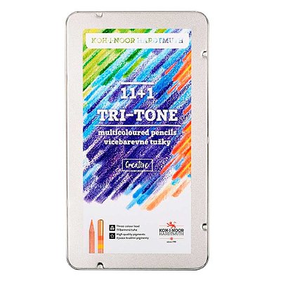 Lápis Multicolorido Koh-I-Noor Tri-Tone 12 Unidades
