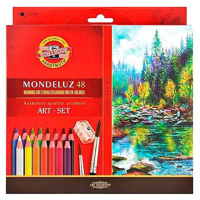 Lápis de Cor Aquarelável Mondeluz 48 Cores Koh-I-Noor