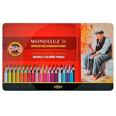 Estojo Lápis de Cor Aquarelável Mondeluz 36 Cores Koh-I-Noor