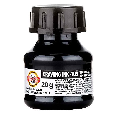 Tinta Drawing Ink para Caligrafia Koh-I-Noor Preta 20g