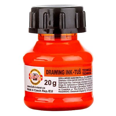 Tinta Drawing Ink para Caligrafia Koh-I-Noor Laranja 20g