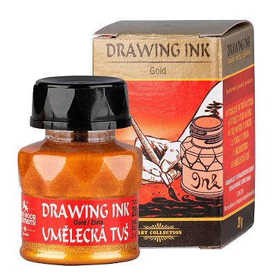Tinta Drawing Ink para Caligrafia Koh-I-Noor Ouro 20g