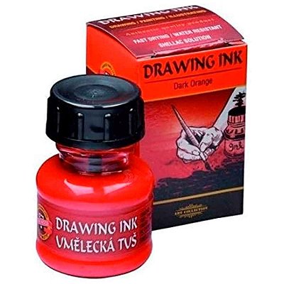 Tinta Drawing Ink para Caligrafia Koh-I-Noor Laranja Escuro 20g