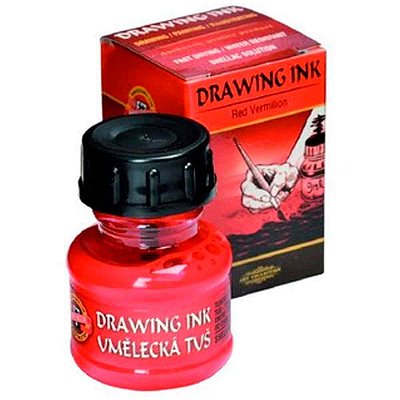 Tinta Drawing Ink para Caligrafia Koh-I-Noor Vermelho 20g