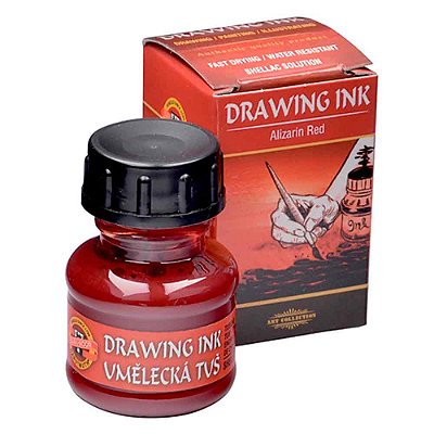 Tinta Drawing Ink para Caligrafia Koh-I-Noor Vermelho Escuro 20g