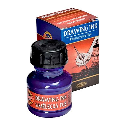 Tinta Drawing Ink para Caligrafia Koh-I-Noor Azul 20g