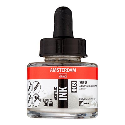 Tinta Acrílica Líquida Amsterdam Ink Prata 800 30ml