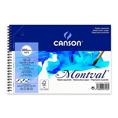 Bloco Papel Aquarela Montval Canson 13x21cm 12 folhas 300g