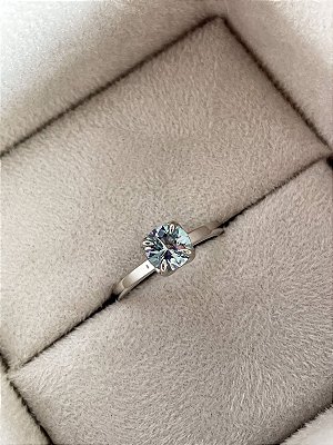 Anel Peônia - ouro branco 18k e água marinha