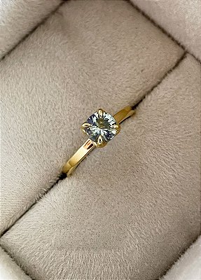Anel Peônia - ouro amarelo 18k e água marinha