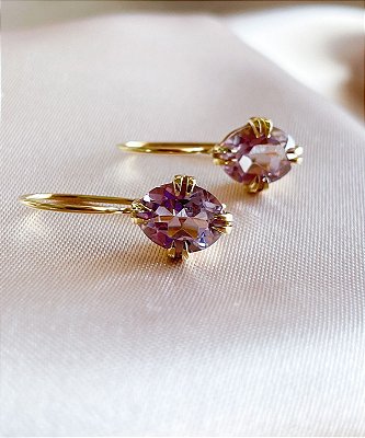 Brinco Queen - ouro amarelo 18k e ametista