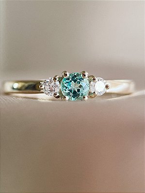 Anel Nina - ouro branco 18k, turmalina Paraíba e diamantes