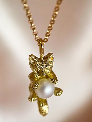 Colar Gato - ouro amarelo 18k e pérola