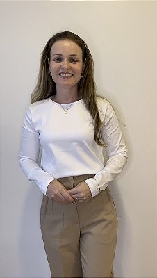 BLUSA MANGA LONGA GOLA C BRANCA - ALGODÃO EGÍPCIO