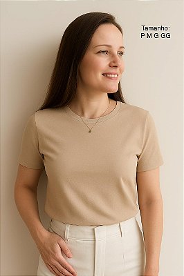 CAMISETA GOLA CARECA NUDE - ALGODÃO EGÍPCIO